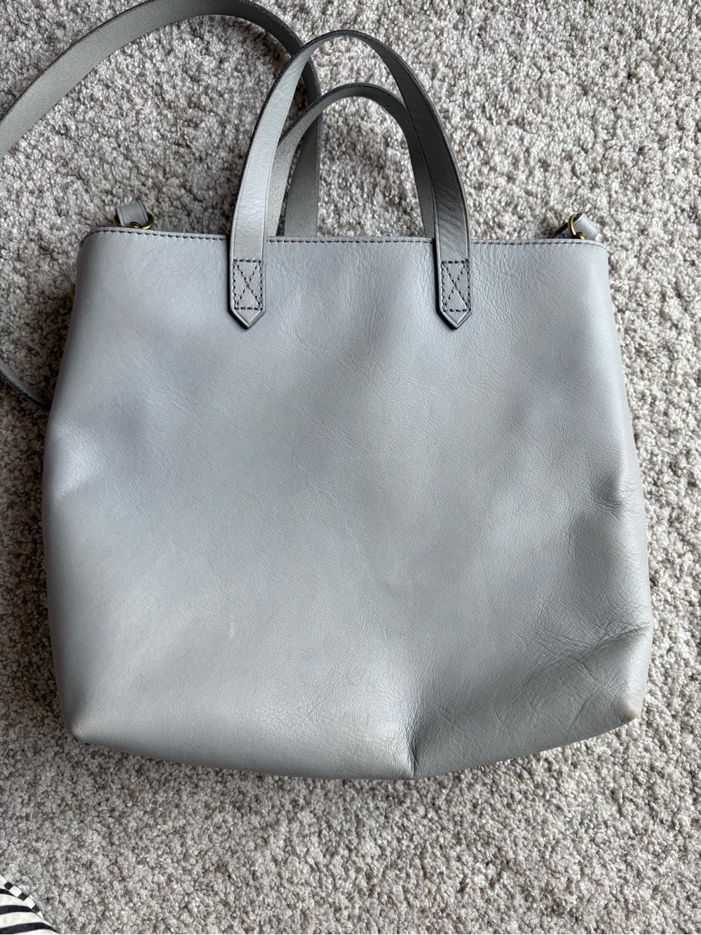 Madewell Light Gray Leather Tote Bag